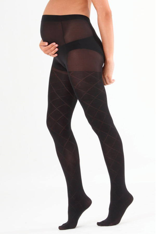Black Patterned Maternity Tights