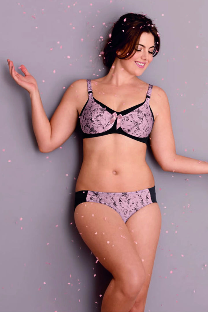 Pink and Back Floral Nursing Bra