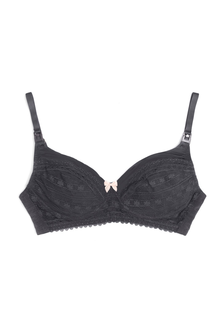 Grey Lacy Nursing Bra