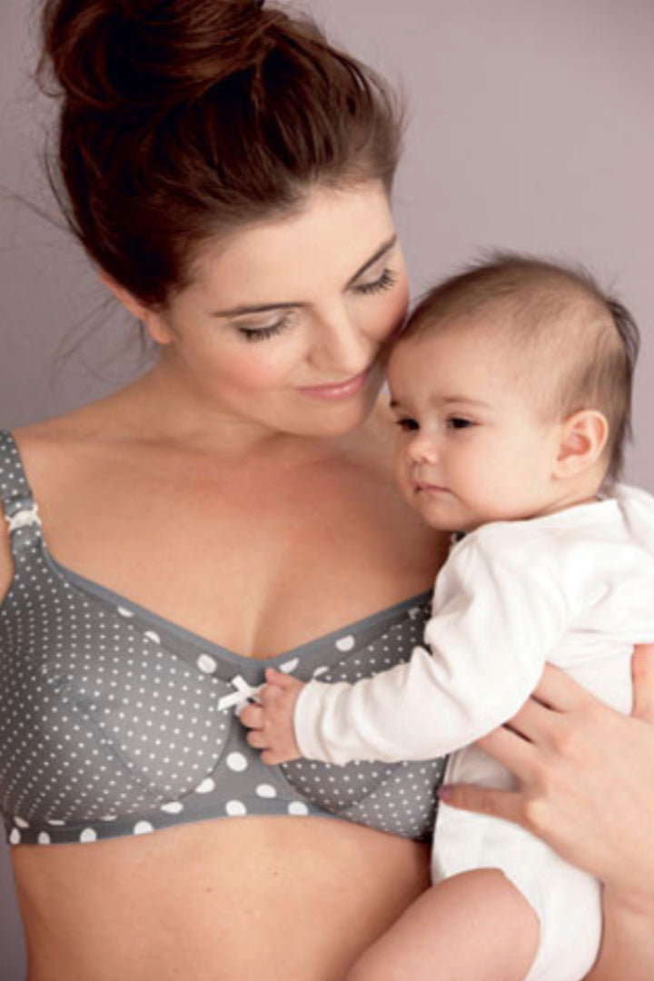 Grey Polkadot Nursing bra